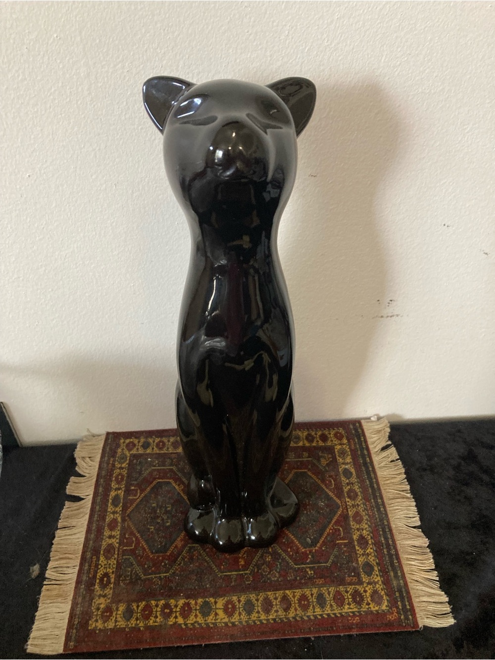 Black Ceramic Cat Tall Sleek Figurine - Decorative Home Accents